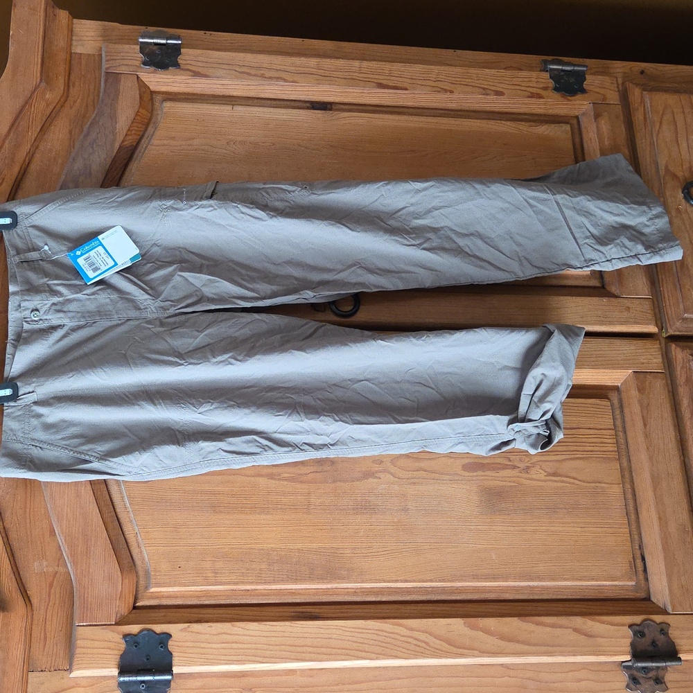 Womens Columbia 14 PFG Aruba Roll Up Pant Green Omni-Shade Cargo Hiking Fishing